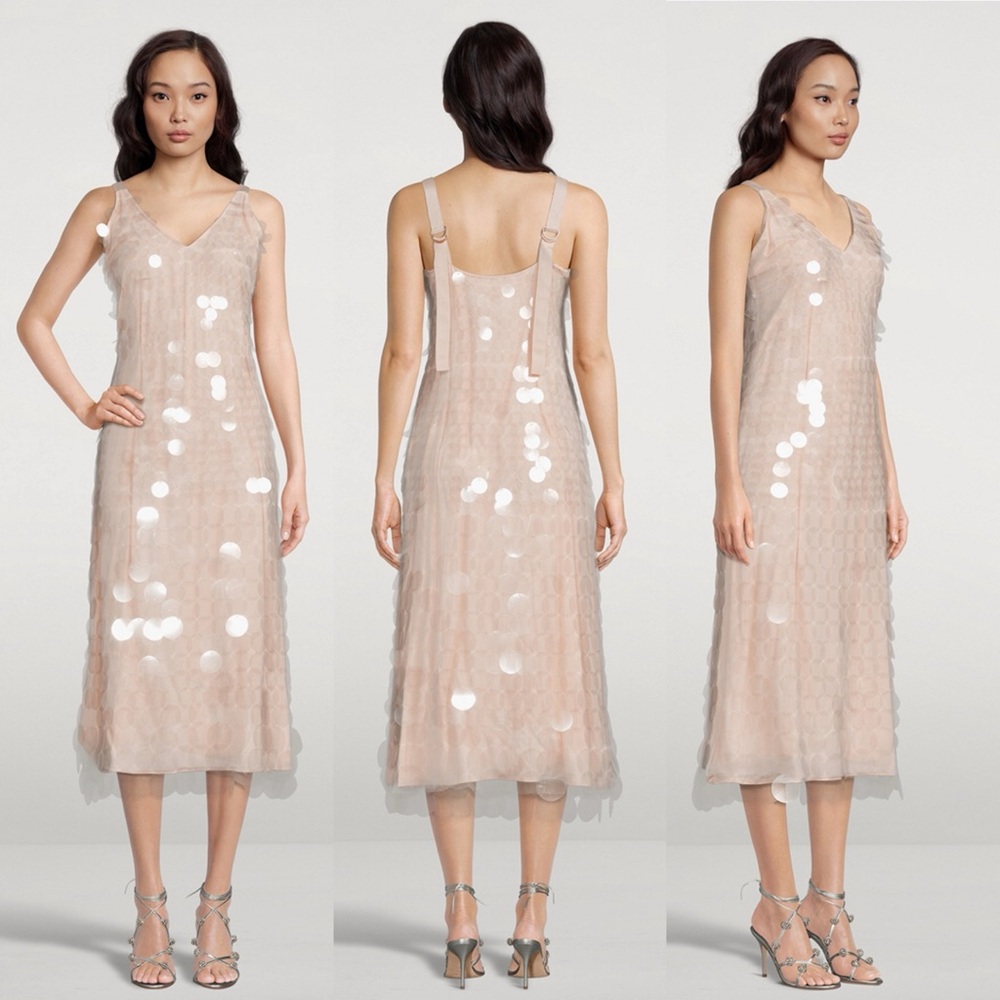 Jonathan Simkhai Madysen sequined tulle midi dress in Blush Pink Size 0